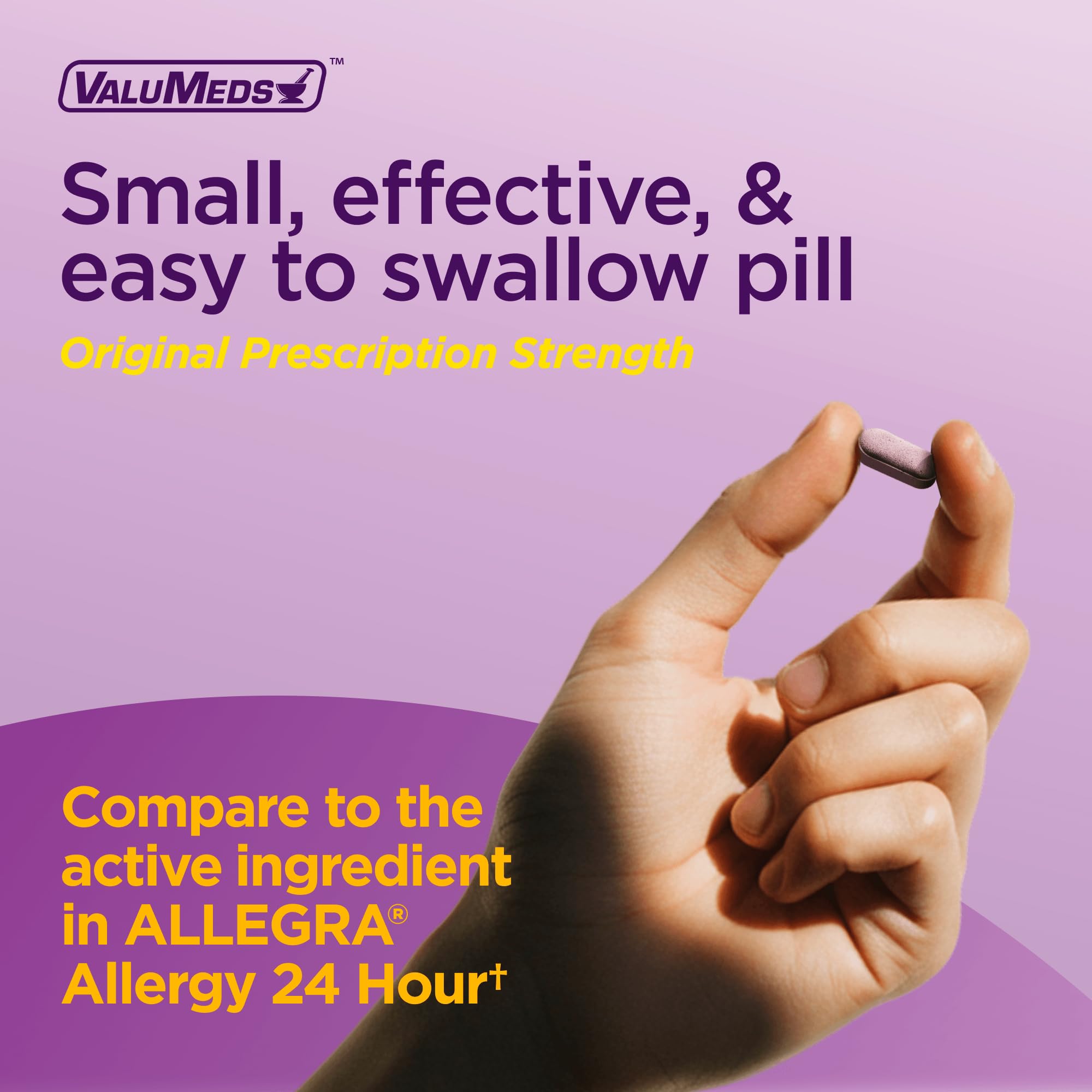 ValuMeds | Compare to Allegra | Fexofenadine HCl 180mg | 24-Hour Allergy Relief, Non-Drowsy Antihistamine Generic Medicine for Allergies, Hay Fever, Itchy Eyes | for Kids & Adults (100 Count) — Amazon image 5