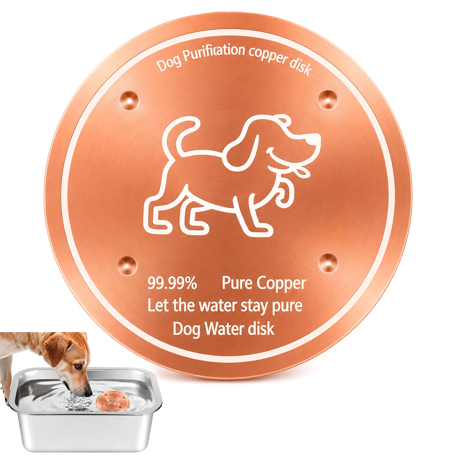 1 Pack Copper Disk for Dog Water Bowl Dispenser, 0.6mm Thick
