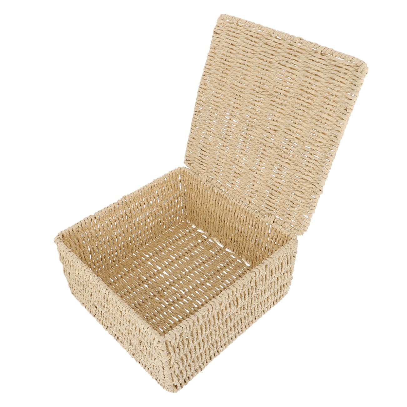 Sosoport Cesta de Almacenamiento Creativa Hogar Gran Capacidad Hecha de Cuerda de Papel y Hierro Diseño Simple Adecuada para Organizar Ropa, Juguetes y Material de Lectura