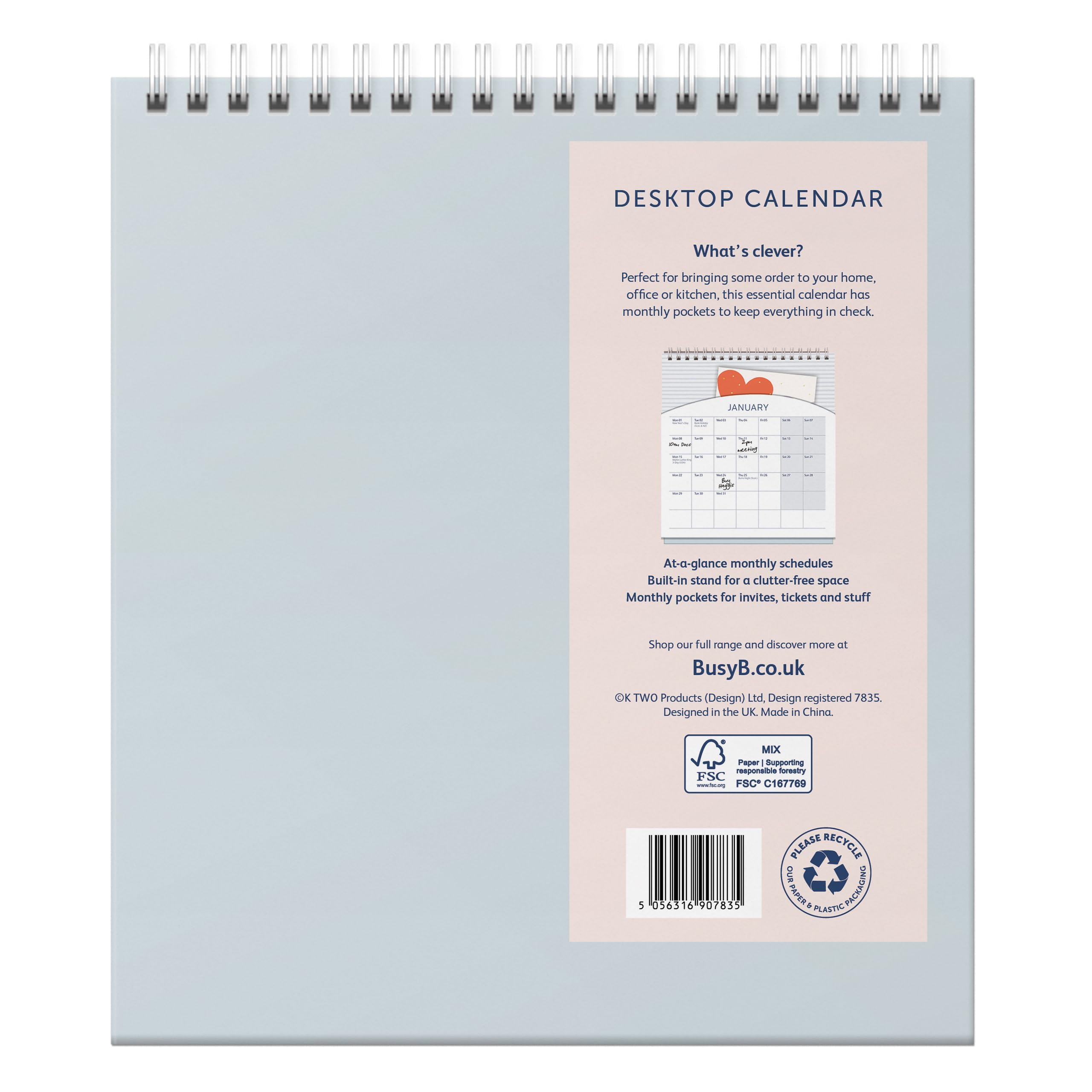 Calendrier De Bureau 2026 Avec Support – Agenda Floral Mensuel Avec Pochettes Et Rabat - 6