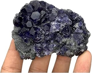 Piedras Danza poliédrica Natural Azul Antiguo Lila Fluorita Cúmulo de muestras de Piedras Piedras y Cristales Piedras de Cristal Decoración (Color : 136g)
