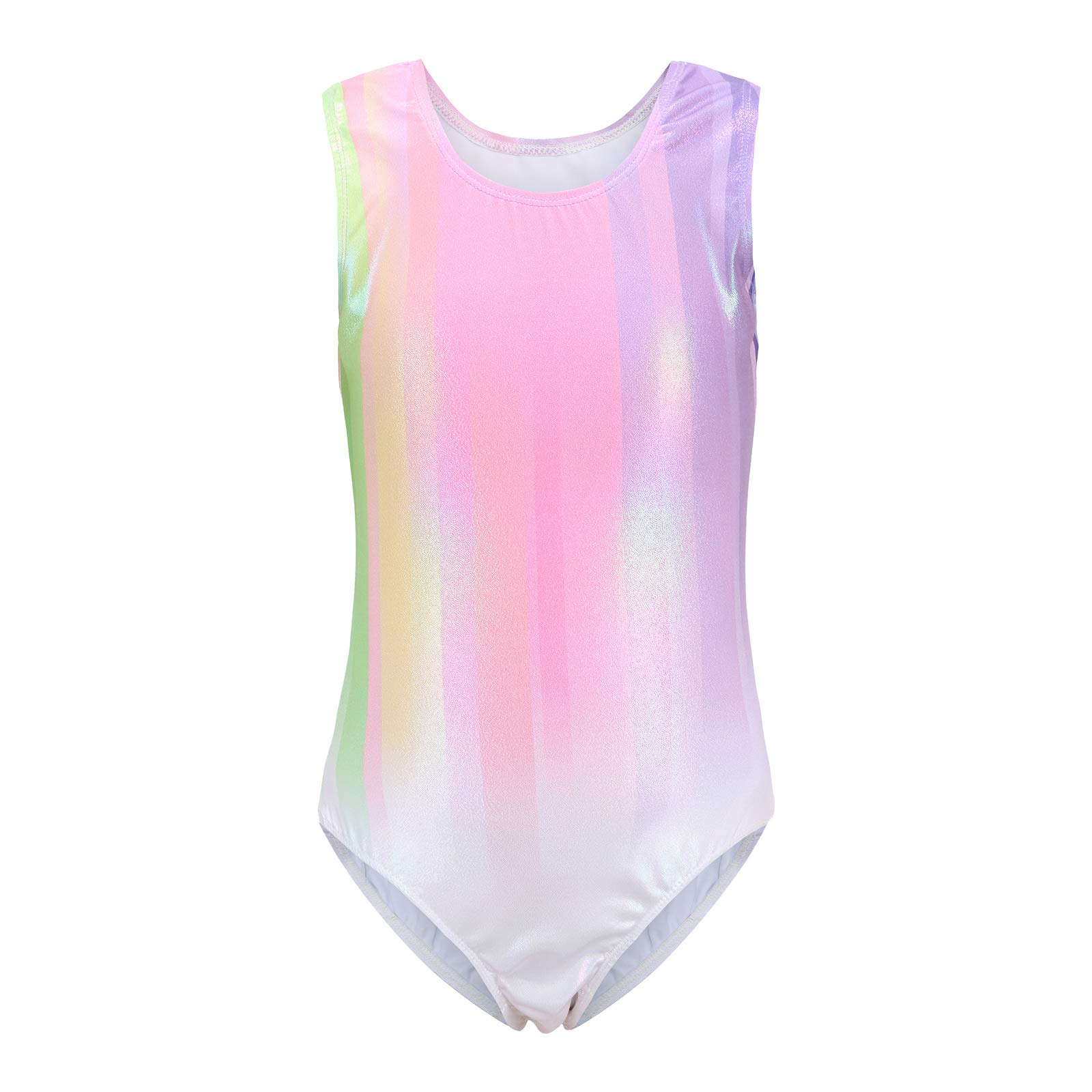 UkyzddioLeotards for Girls Gymnastics Gradient Rainbow Metallic Ballet Dance Clothes