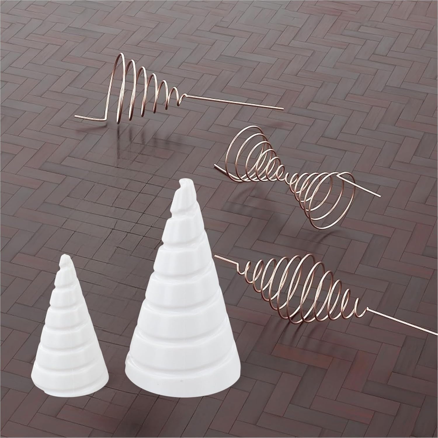 Cone Fibonacci Winding Tool for Gardening - Copper Wire Coil Jig with PP Material,DIY Maker for Electric Gardening Equipment,2 Pack（2pcs Large）