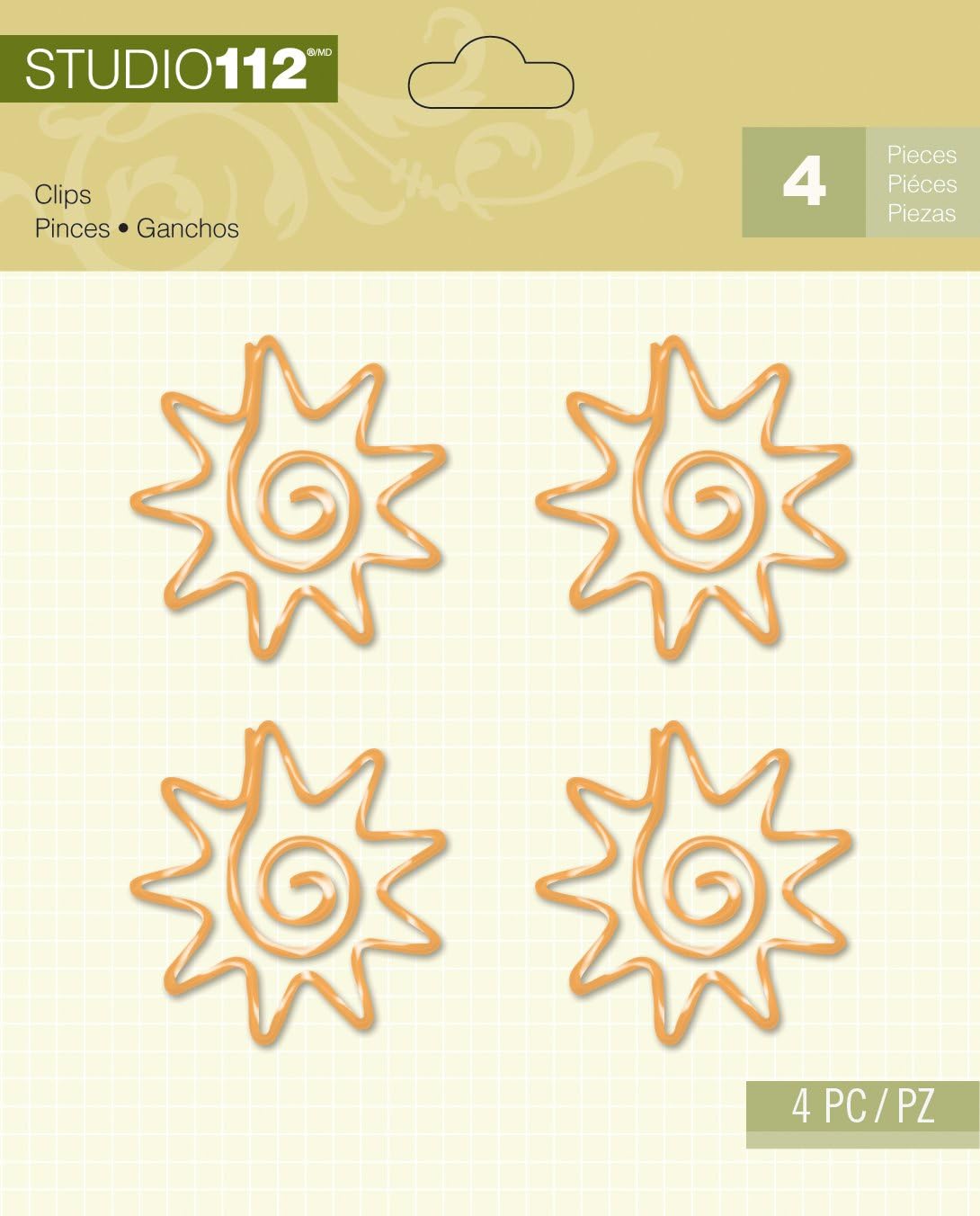 K&Company Studio 112 Clips for Scrapbooking, Orange Sun