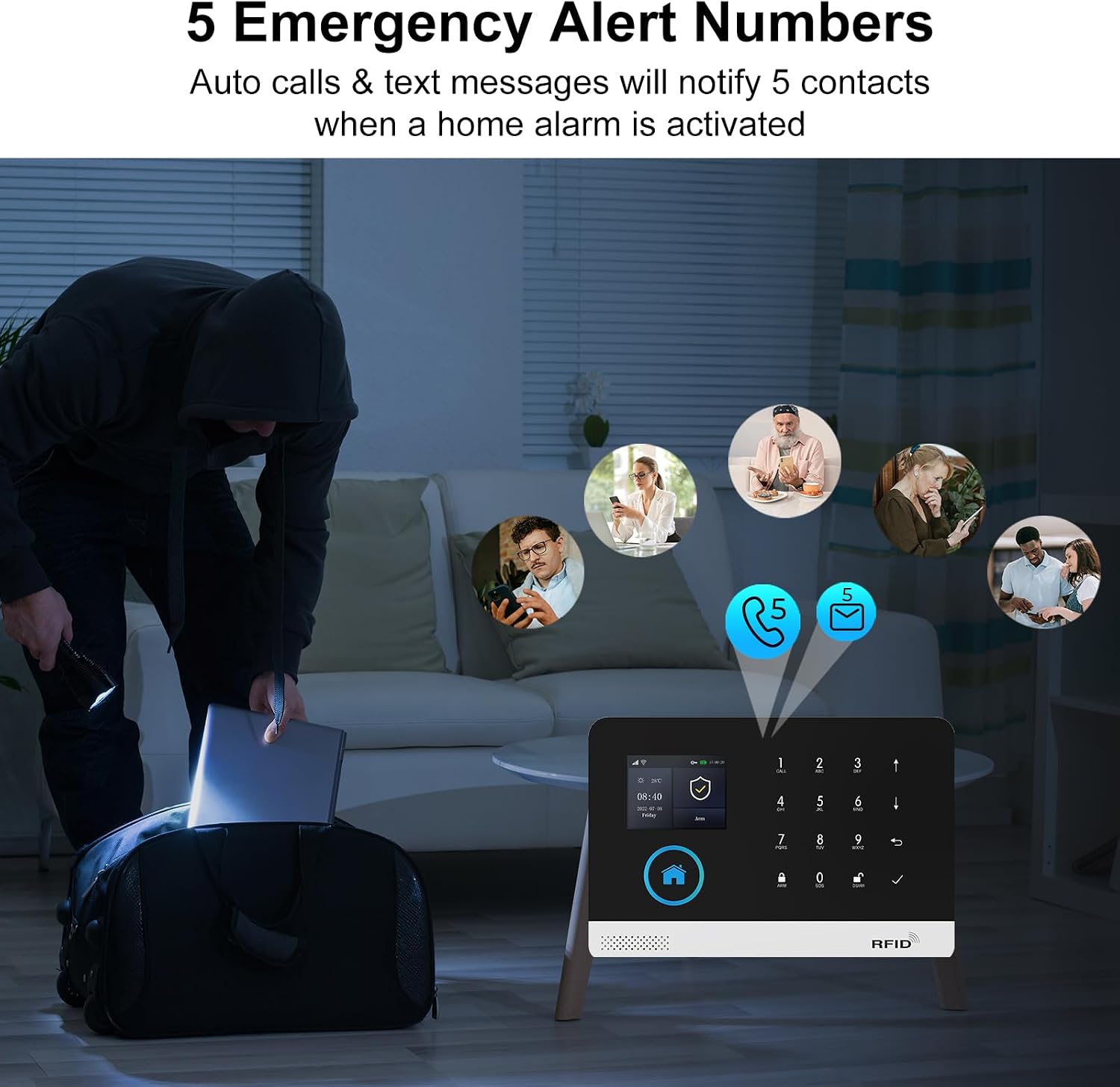 Alarm System for Home Security,24Pcs DIY WiFi/4G Smart Wireless Home Alarm System Kit,Door/Window Sensors and Motion Detectors with Instant App Alerts,Compatible with Alexa,No Monthly Fees
