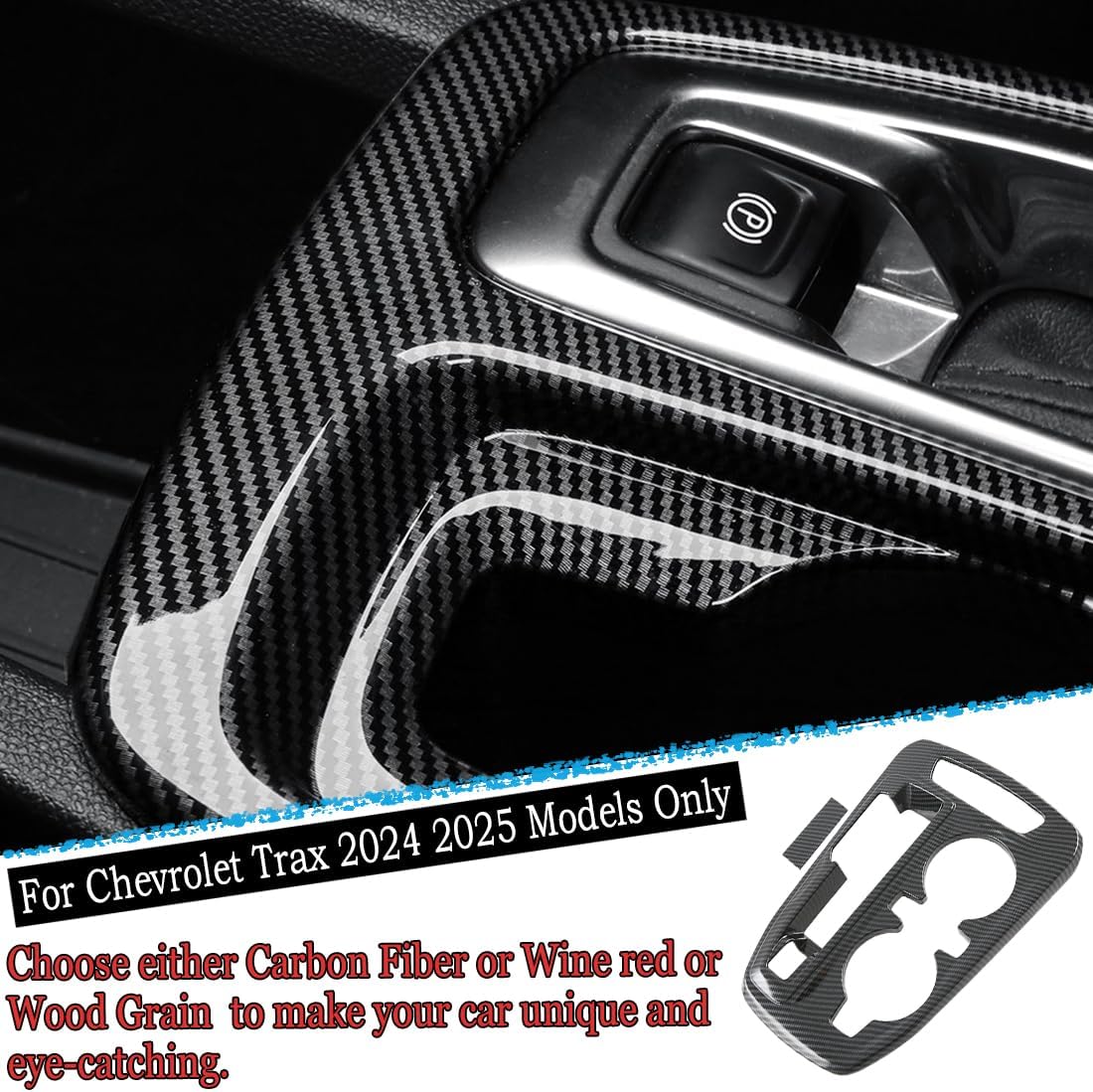 Center Console Frame Gear Shift Panel Cover, for Chevrolet Trax 2024 2025 2026 - ABS Carbon Fiber Sport Interior Trim Full Set Accessories