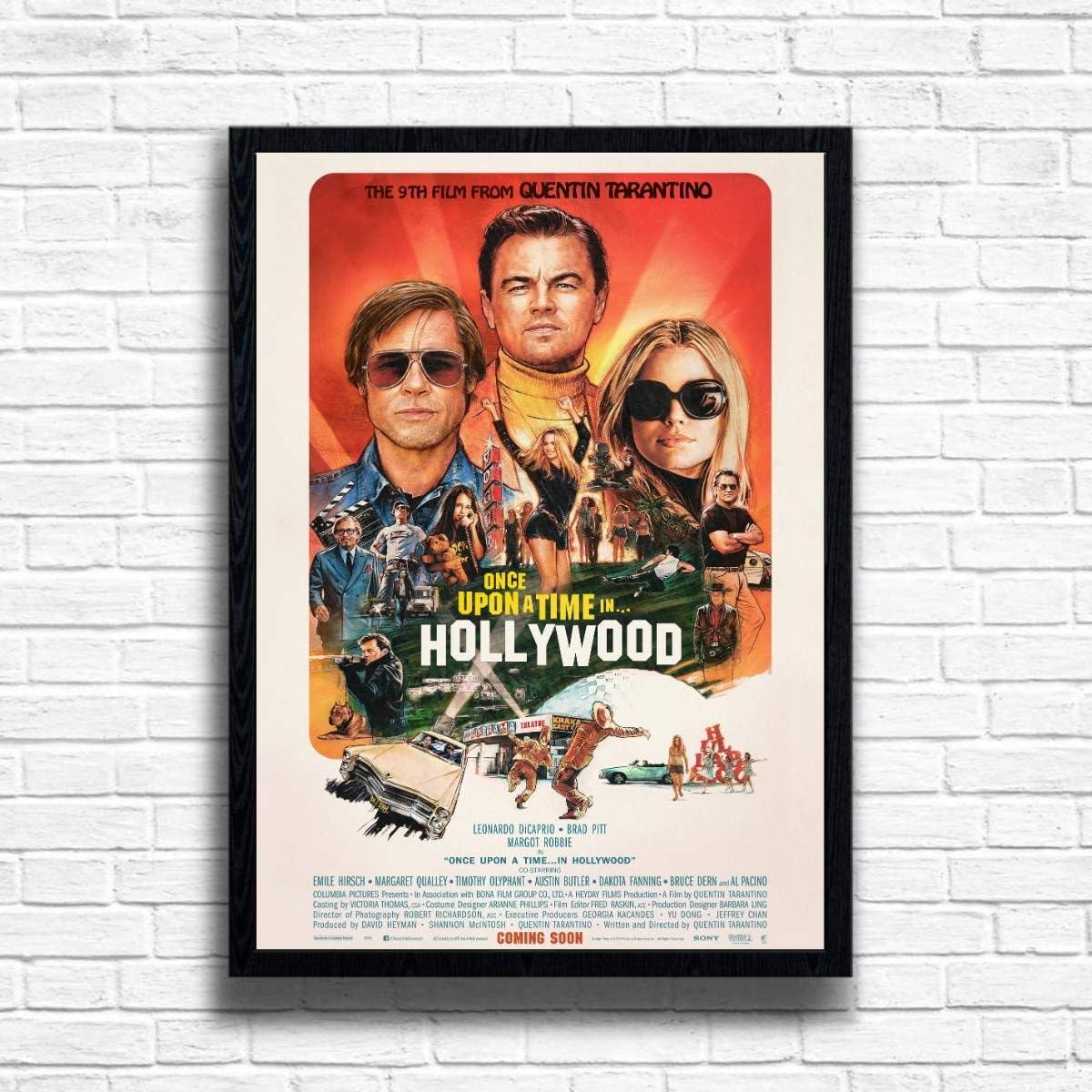 Once Upon a Time... in Hollywood 2019, Quentin Tarantino Movie Print Cult Cinema Film Poster, A4 and A3 Size Frame Options Available, Home, Pub, Café, Bar Decoration Wall Art Print (A4 Framed (Black))