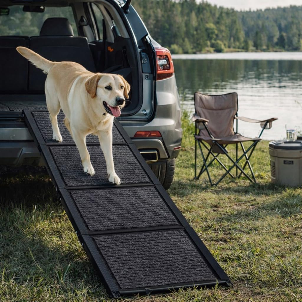 Dog Ramp, Dog Ramp for Car, 65"X17.2", Large Folding Pet Stair Ramps with Non-Slip Surface for Truck, SUV, Outdoor Dog Car Ramp for Medium and Large Dogs, Up to 250LBS, Black