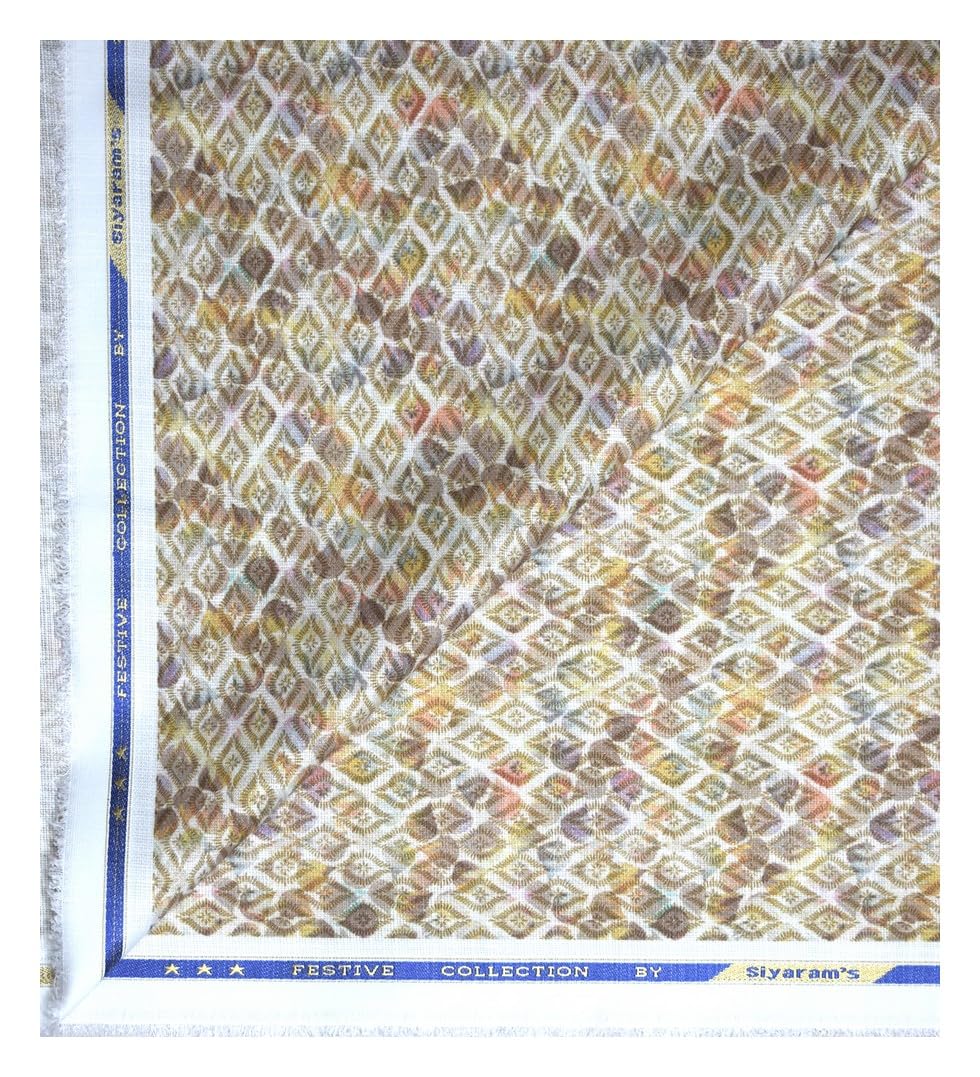 siyaram's festive collection printed pattern with hemp blended Gold (Amber) color unstitched men's Kurta/sherwani/top fabric of 2 meters / VV2305-picture-4