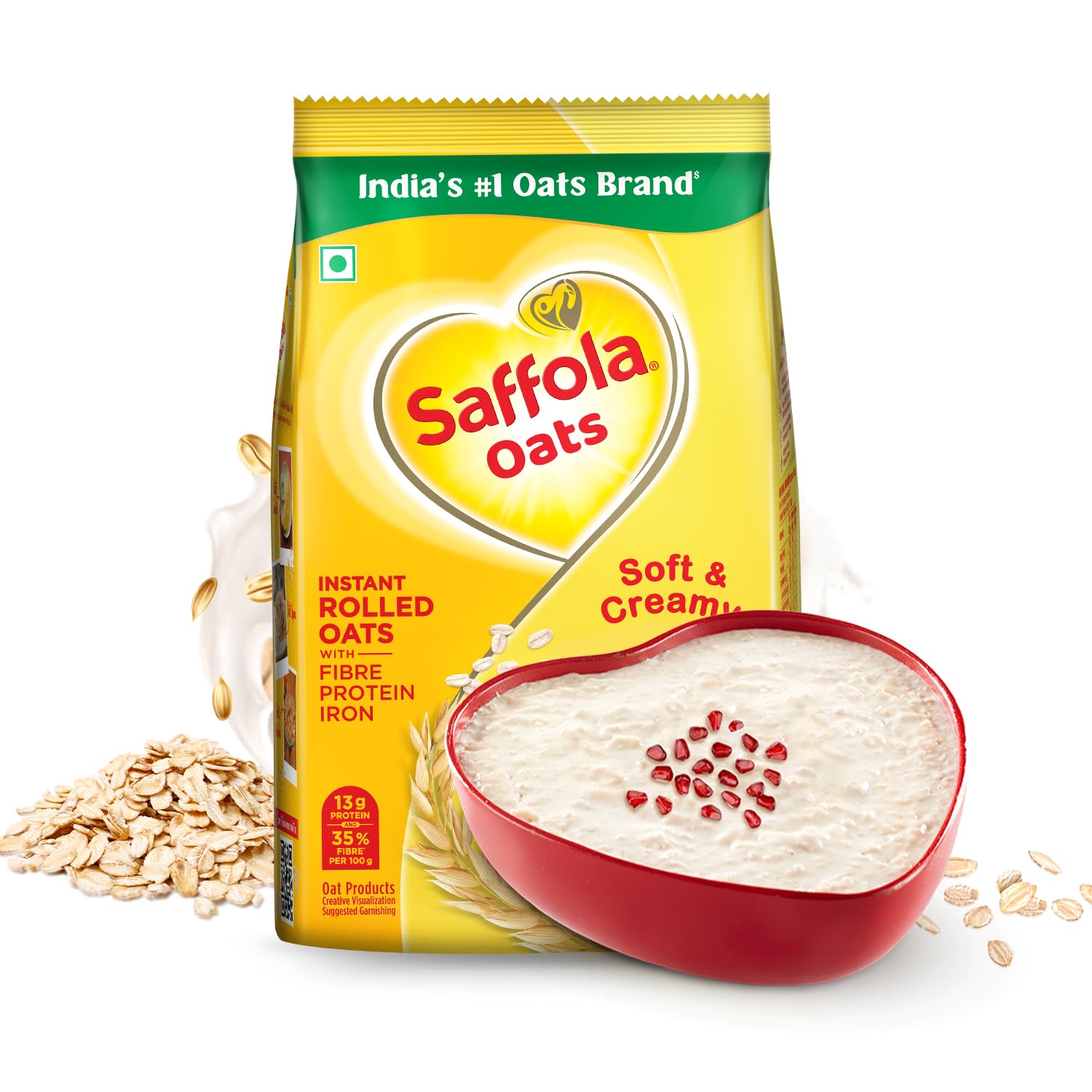 Saffola Oats | 200g | Instant Rolled |Soft & Creamy |Power of Protein, Iron & Fibre | Nutritious grain