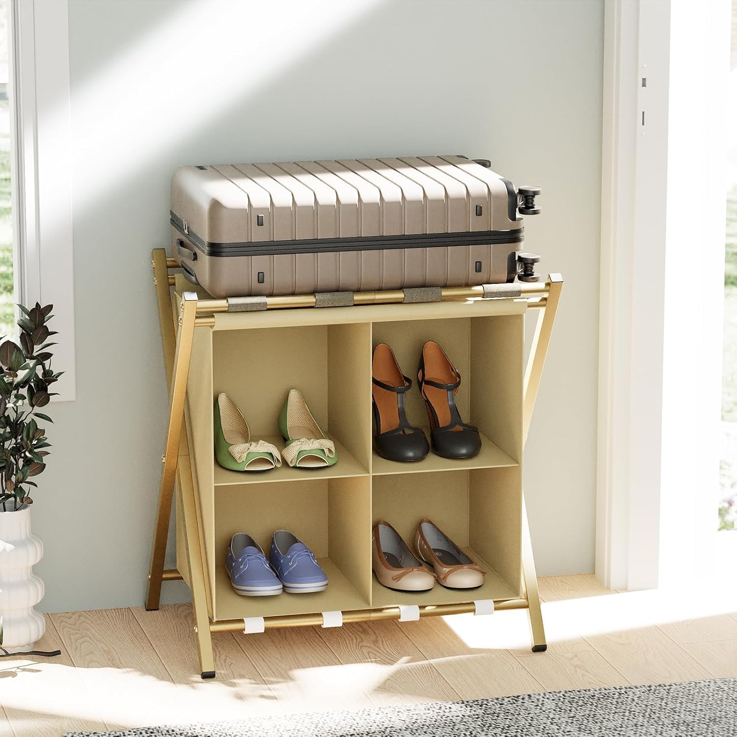 Huhote Luggage Rack with Storage