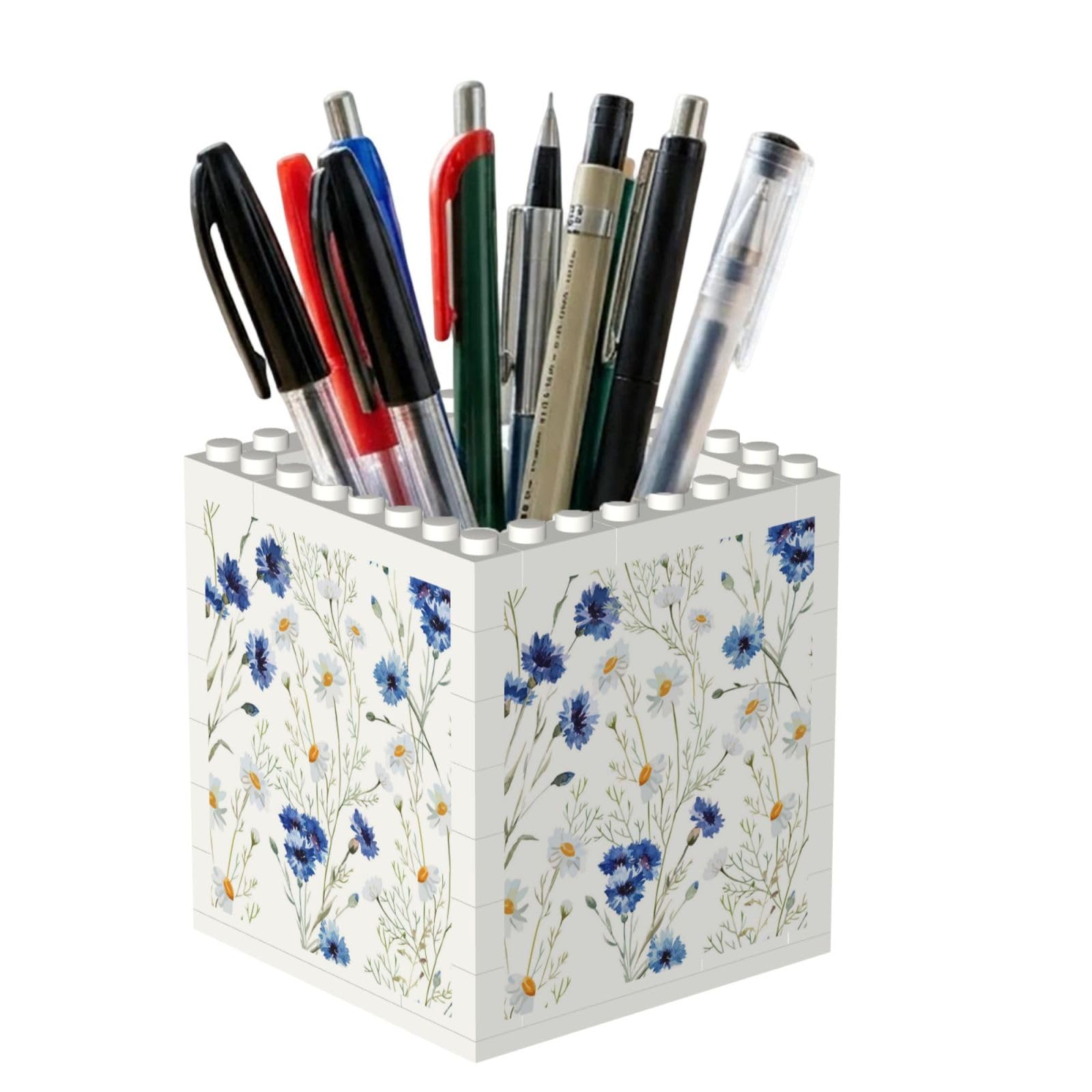 Poadnly Hand Drawn Flower, Pen Pot Pencil Holder for Office Home School, Compact Desk Organiser for Office Stationery