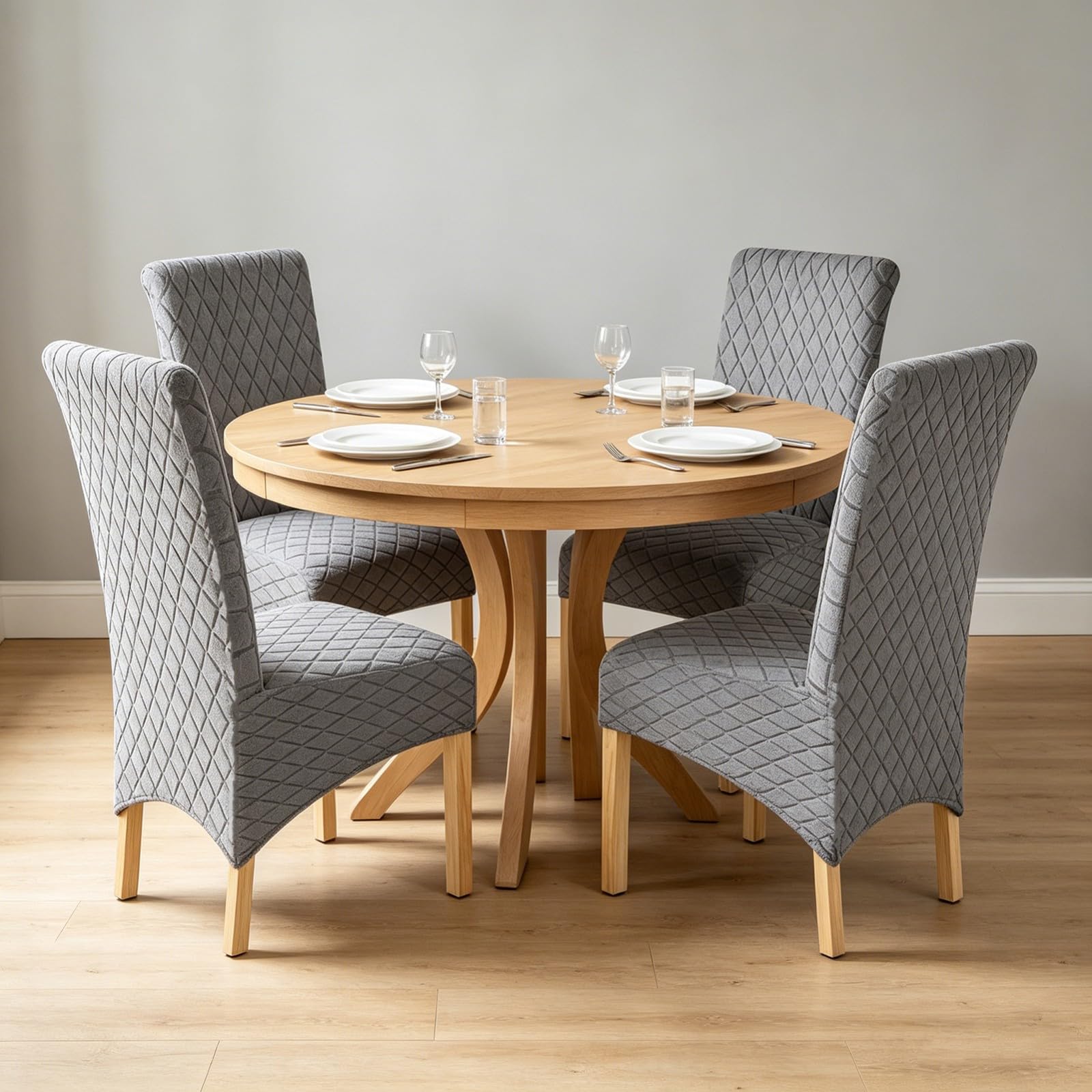 Stuhlhussen für Esszimmerstühle 2/4/6er-Set,Dehnbar Moderne Fit Esszimmer Stuhlhussen mit Hoher Rückenlehne,für Küche und Wohnzimmer(Light Gray,6Pcs)