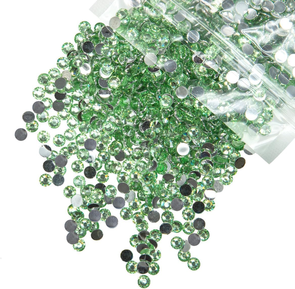 qiipii 10000PCS 2mm Crystal Light Green Resin Rhinestones for Crafting Flatback Fresh Green Stones Bulk SS6 Non-Hotfix Diamonds Crystals Gems Charms