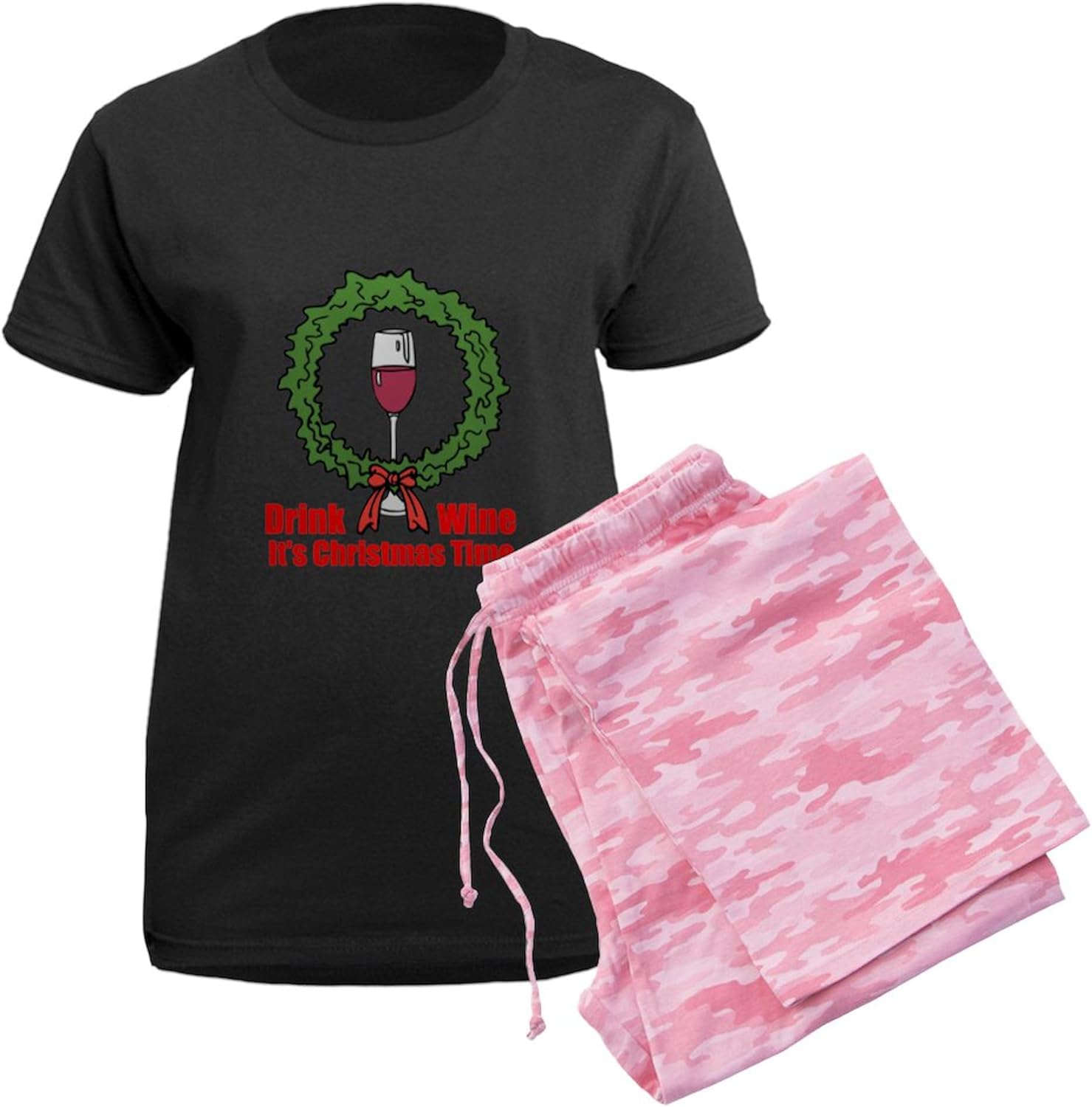 CafePress Christmas Wine Tme Pajamas Womens Novelty PJ Sleepwear