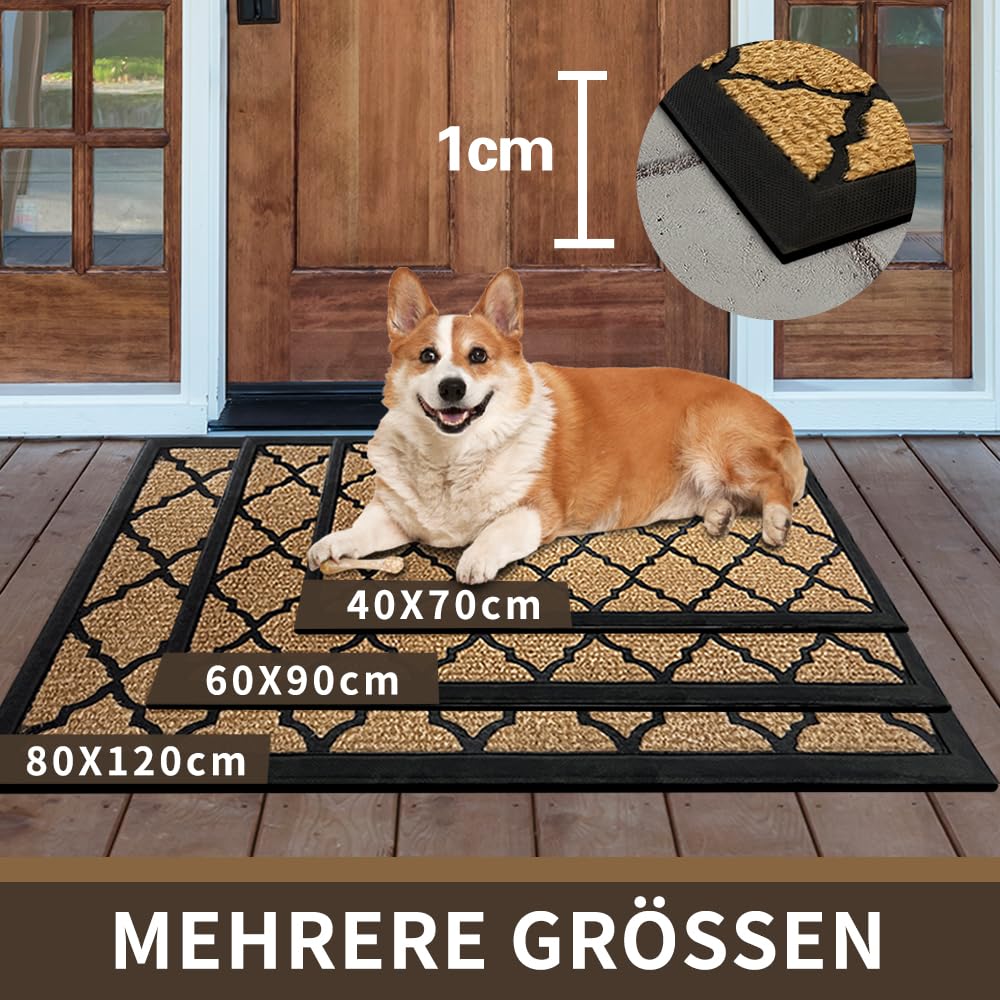 Qingbei Rina Fussmatte Aussen 40x70cm, Fußmatte Outdoor Wetterfest, Fußmatte Wasserdurchlässig, Fussabtreter Aussenbereich, Türvorleger Außen