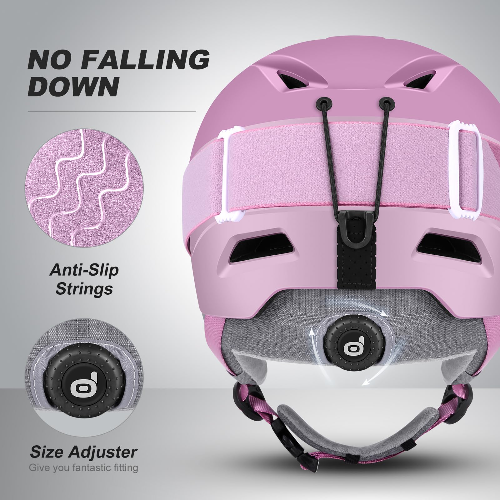 Odoland Casco da Sci per Bambini con Visiera per Ragazzi e Ragazze, Casco da Sci Regolabile con Cinturino con Fibbia Magnetica per Bambini dai 3 ai 12 Anni