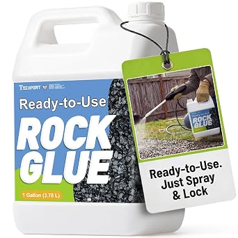 Teexpert Rock Glue for Landscaping 1 Gallon New 2026 Formula Ready-to-Use Gravel Glue for Pea Gravel, Stones, Pebbles, River Rock Strong Adhesion for Outdoor Landscape, Driveways Edge, Patio, Yard