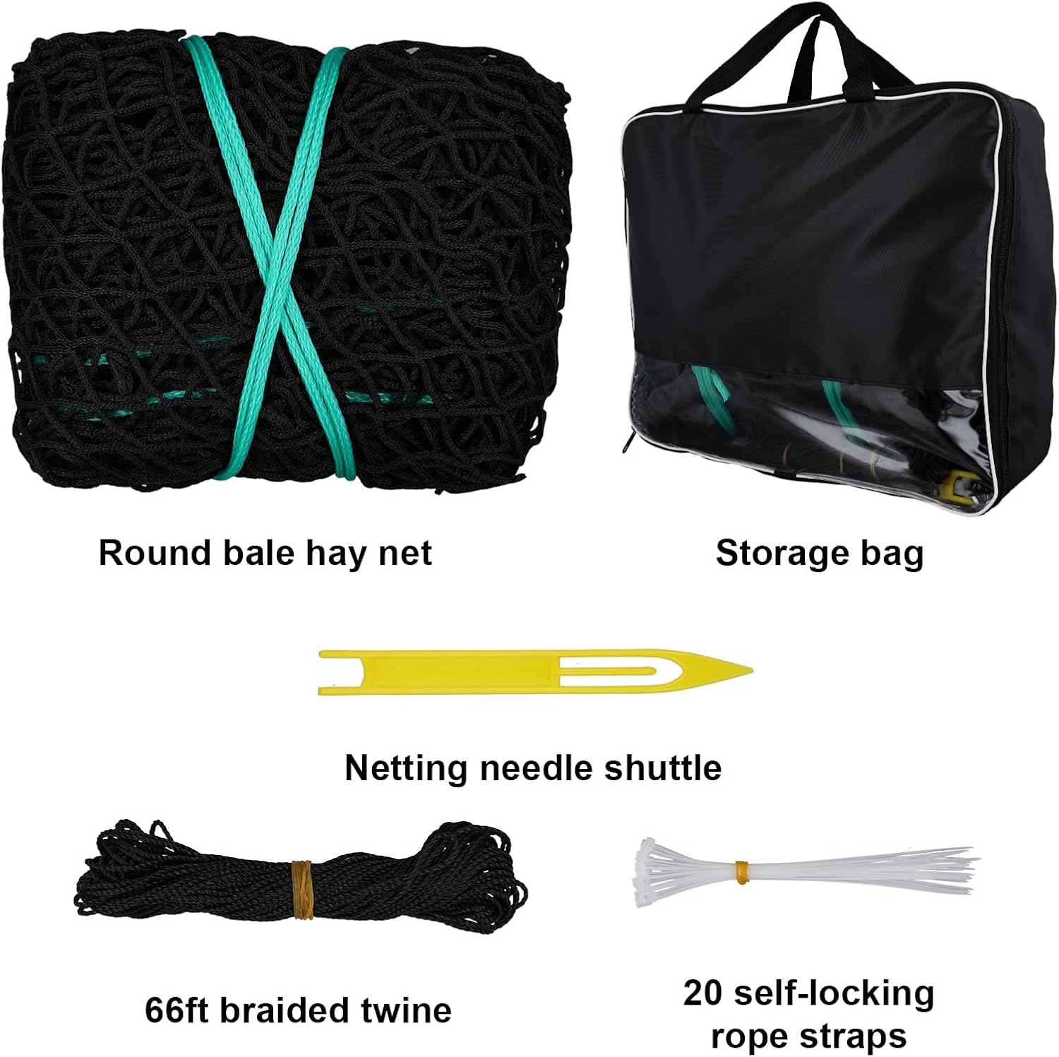 23pcs Hay Bales for Horses, Large Round Bale Hay Net Square Bale Slow Feed Hay Net Fit for 5x5x5 Feet Round Hay Bales and 3x4x8 Feet Square Hay Bales for Farm Countryside