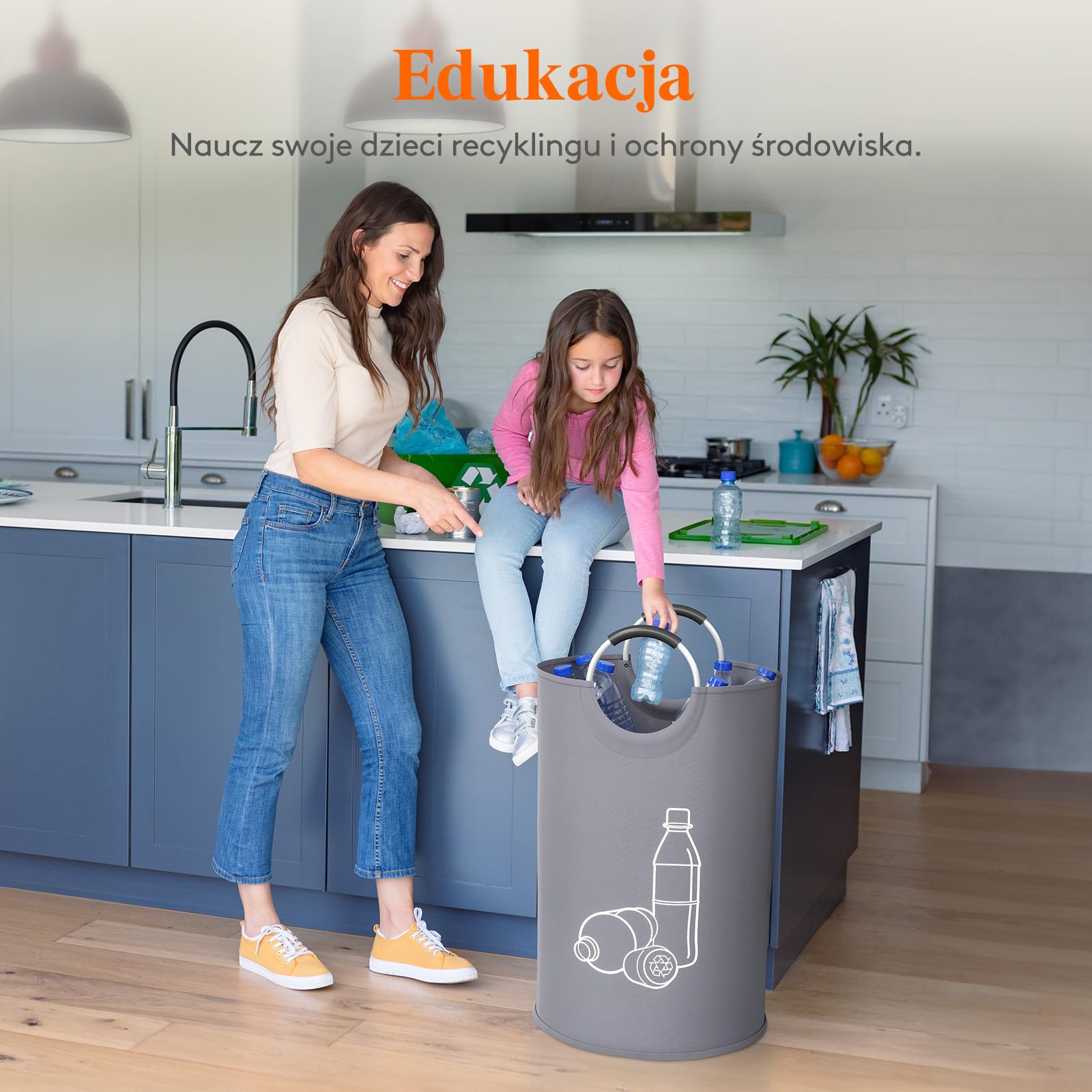 Pojemnik na butelki kaucjonowane Lifewit 115L, duży pojemnik z miękkimi uchwytami wykonanymi z aluminium, Szary