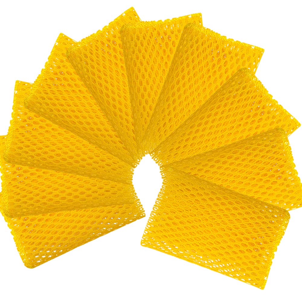 Basic Dish Wash Net (10Pcs) - All Purpose, Non-Scratch, Heavy Duty Dish Scrubbers for Cleaning Dishes, Pots and Pans Color Pink (Yellow 10 Pcs)