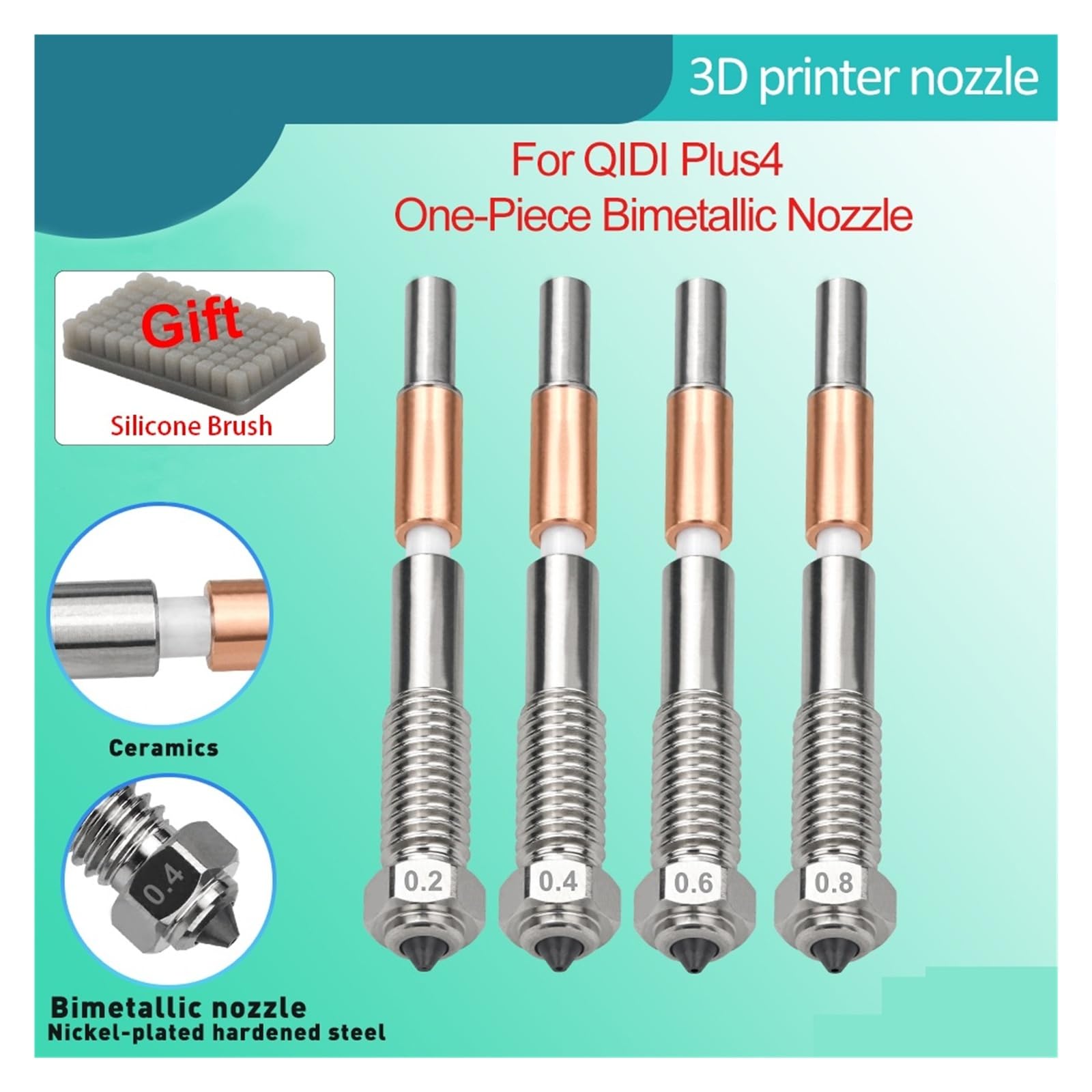 Buses Hotend 0.2/0.4/0.6/0.8mm, Compatible Avec QIDI Plus4, Pièces D'imprimante 3D À Buse Bimétallique(3pcs 0.6mm)