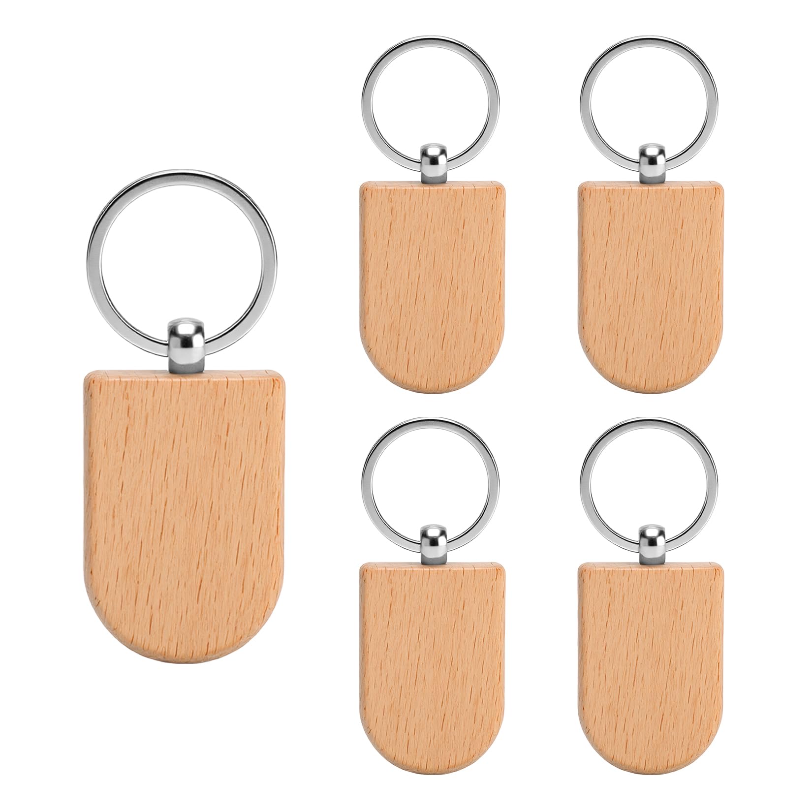 DAJMAIEZ 25 Pcs Semicírculo Wooden Key Ring Blanks, DIY Keychain Tags