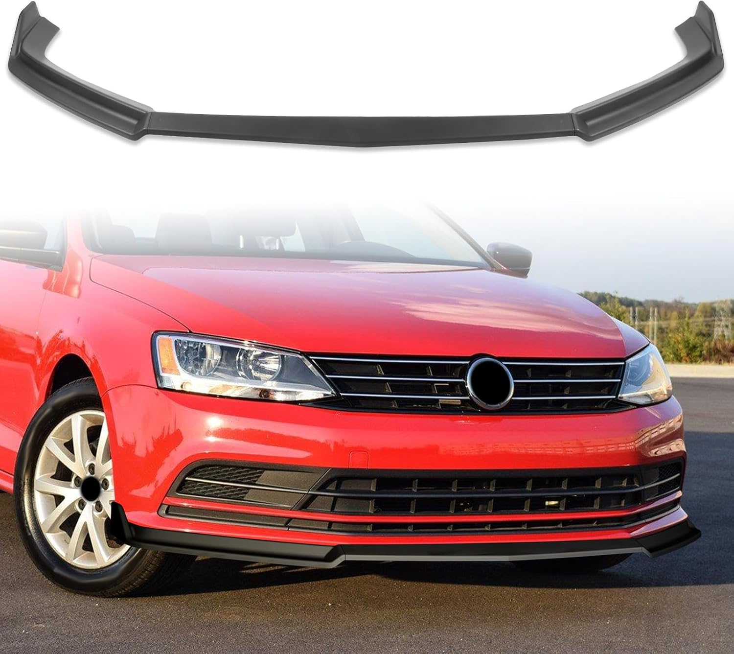 Front Bumper Lip Compatible with 2017-2018 for VW Jetta Sedan Sportline/Wolfsburg Edition 2015-2018 for VW Jetta Sedan Base/Comfortline/S/SE/SEL/Sport/Trendline Matt Black Front Lip