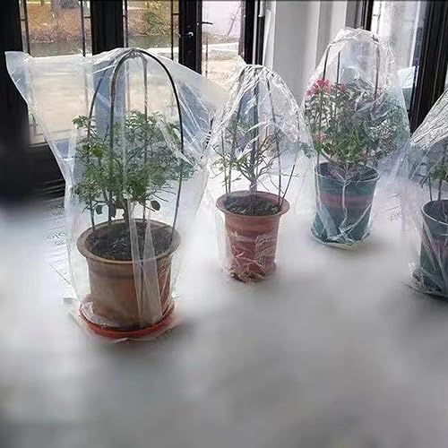Miniatura 7 de Cubiertas para plantas con protección contra congelación, plástico transparente de 6 mil con cordón de invernadero, bolsas de cubierta de escarcha