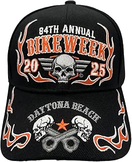 Biker Life Clothing 2025 Bike Week Daytona Beach Allover Skull Hat Black