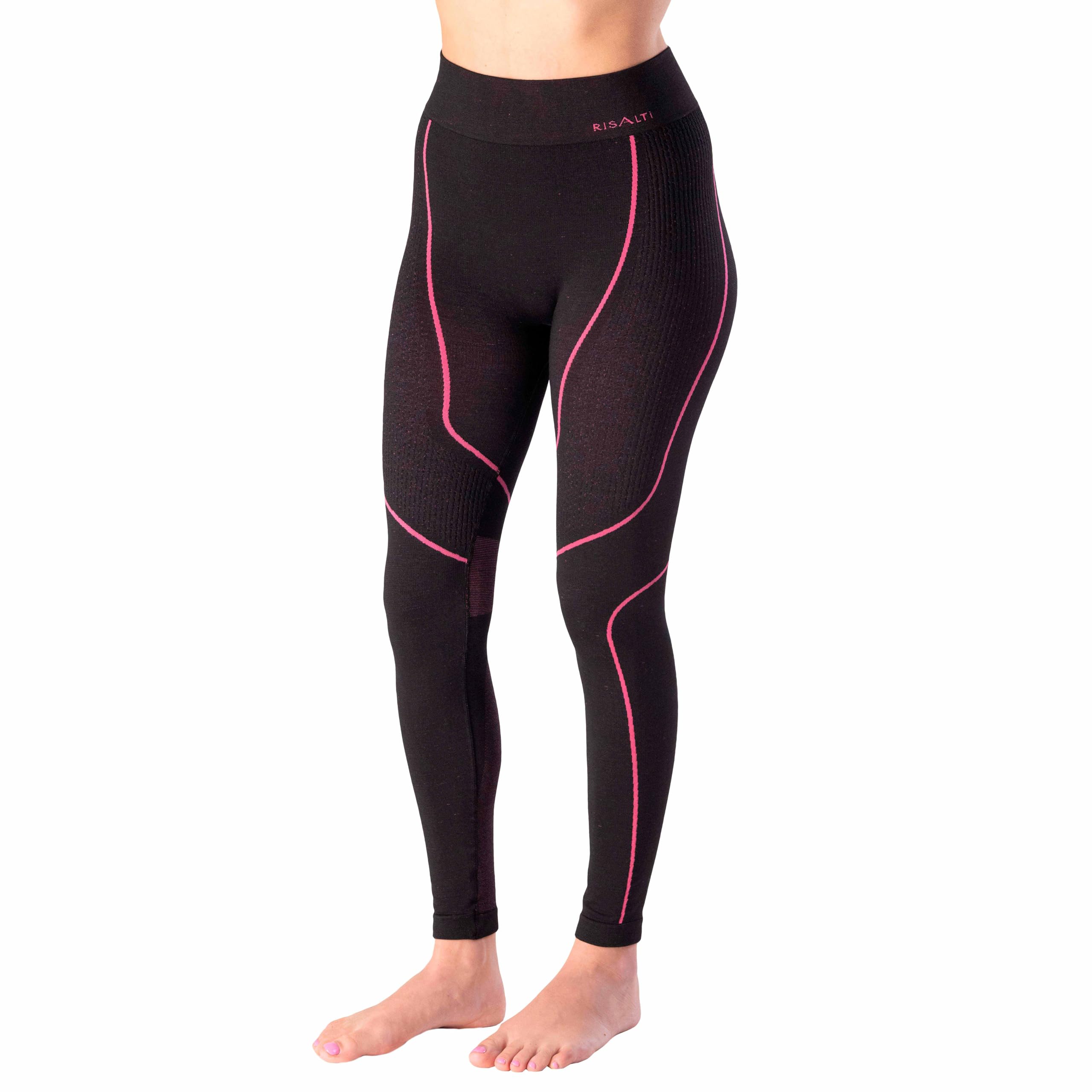 Risalti Thermobroek voor heren, Merino Tech – thermobroek voor heren met compressie van merinowol, heren thermo-ondergoed voor de winter, naadloos, gemaakt in Italië, Zwart, XXL