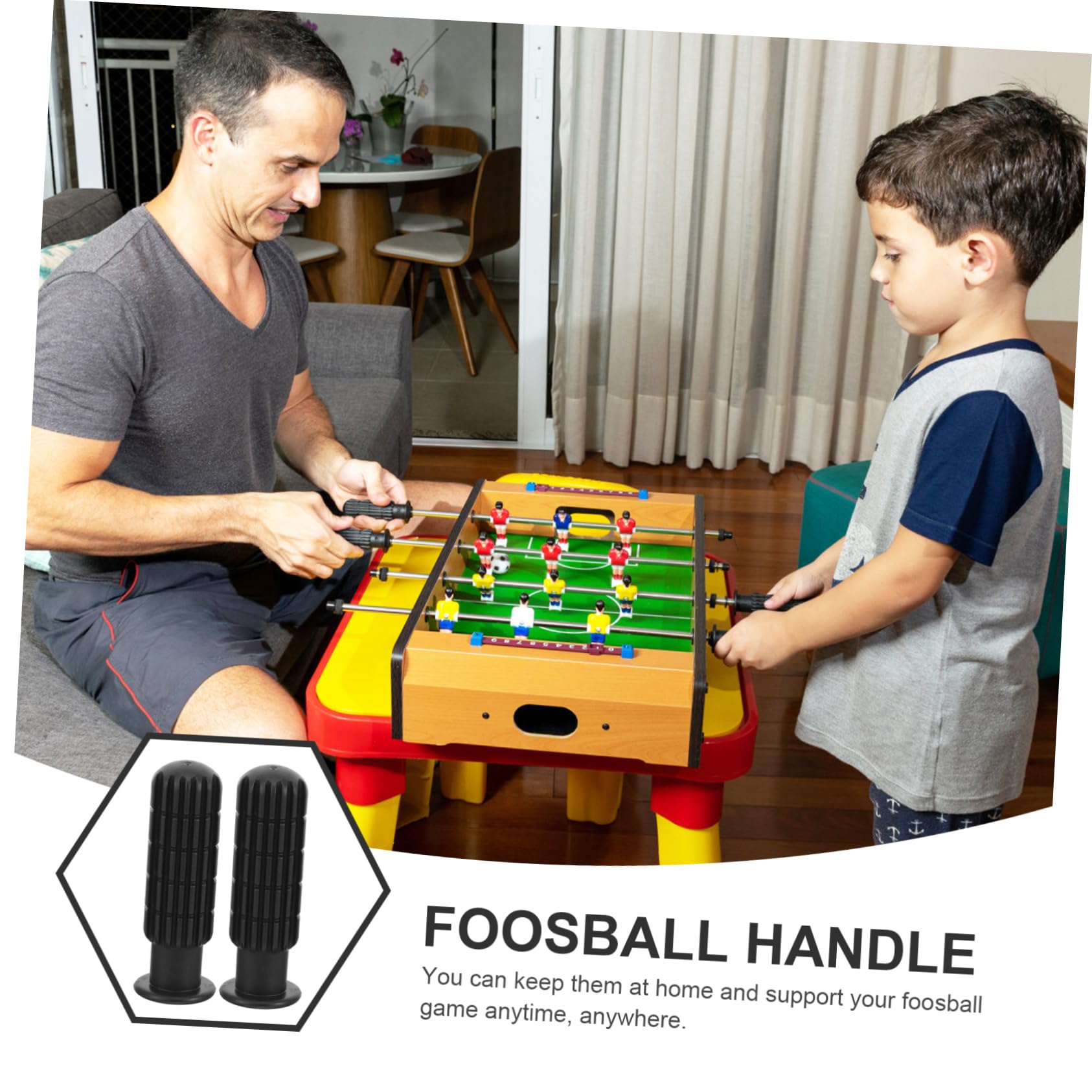 Yardwe 4 Maniglie per Calcio Balilla in Pvc Nero Ergonomiche Antiscivolo per Tavoli da Calcio 0,7m