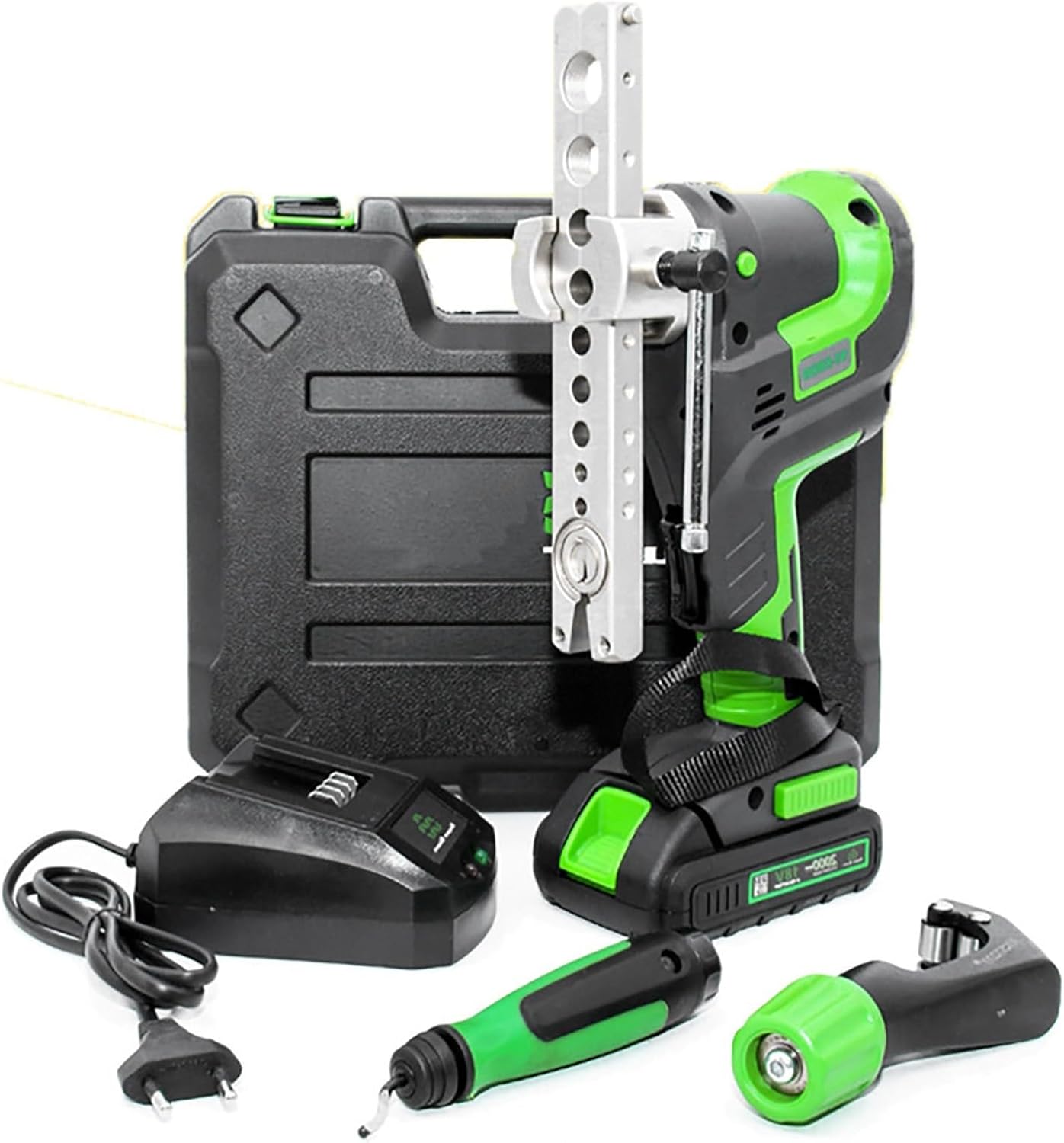 Electric Flaring Tool Set - Fast 5 Sec Single Flare Kit for HVAC - Power Flaring with Pipe Cutter & Deburrer - Eccentric Flaring Tool for Professionals