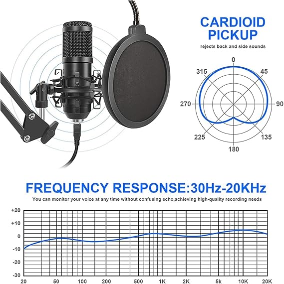Sound Card Kit Condenser Microphone Set with Live Sound Card,Metal Shock Mount and Double Layer Pop Filter for Live Podcasting Studio Setup for R,Style a Black-1