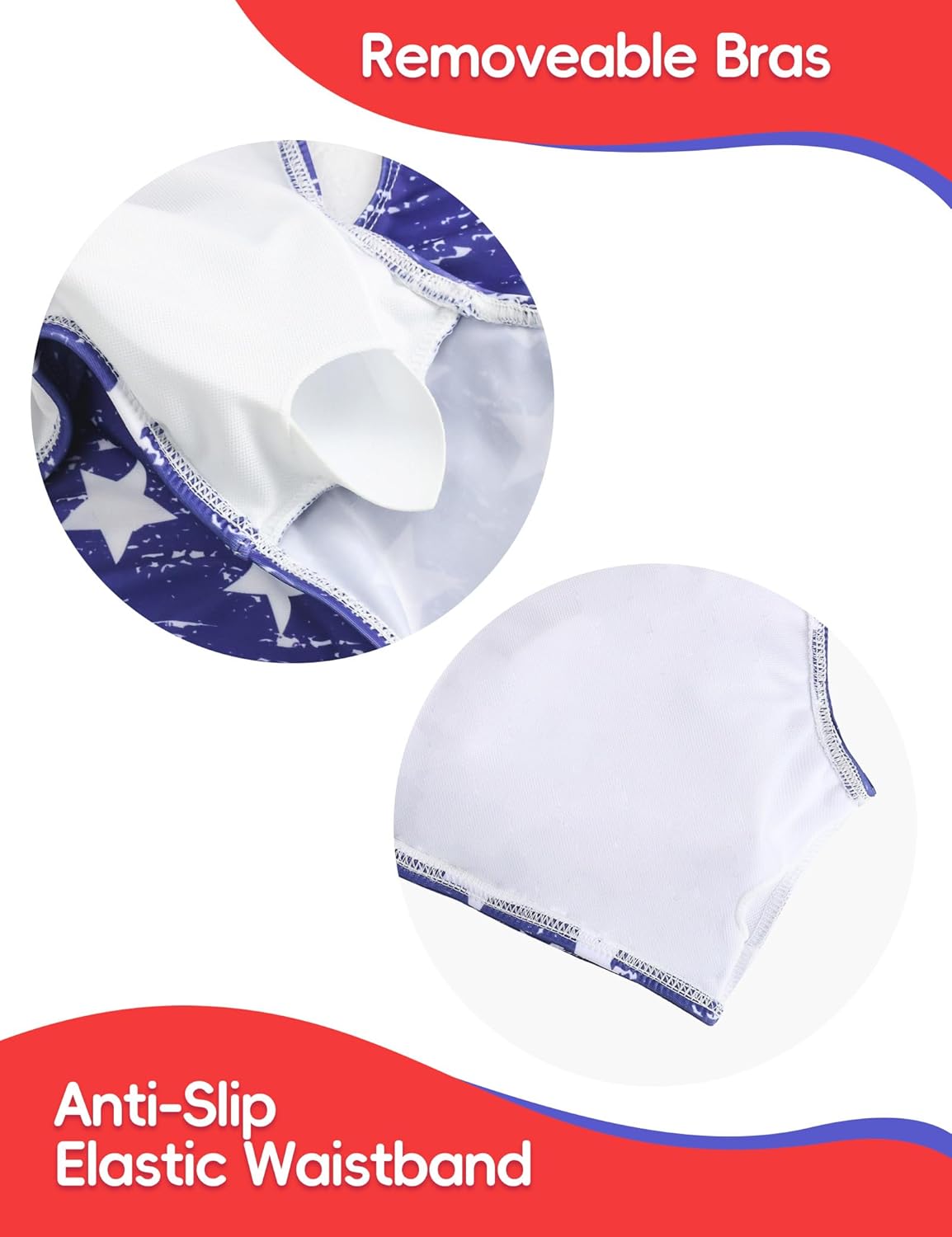 Bathing Suits for Girls Size 8-9 Years Old Blue White Stars Ruffle Bikini Swimsuit Set with Bottom - Image 4