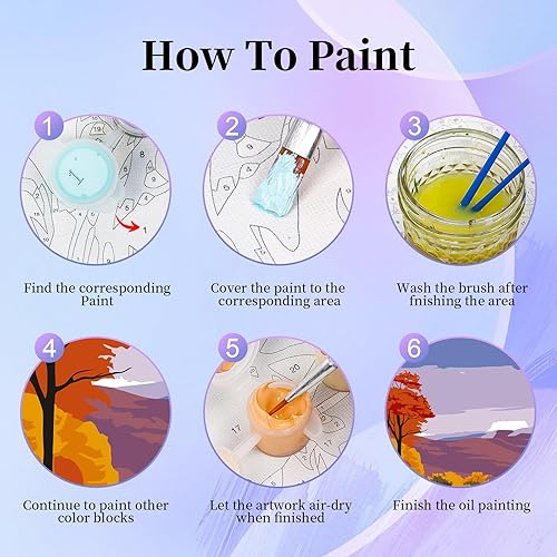 Miniatura 6 de Paquete de 6 pinturas por números para adultos principiantes, kits de pintura por números para adultos del parque nacional sobre lienzo, kits de
