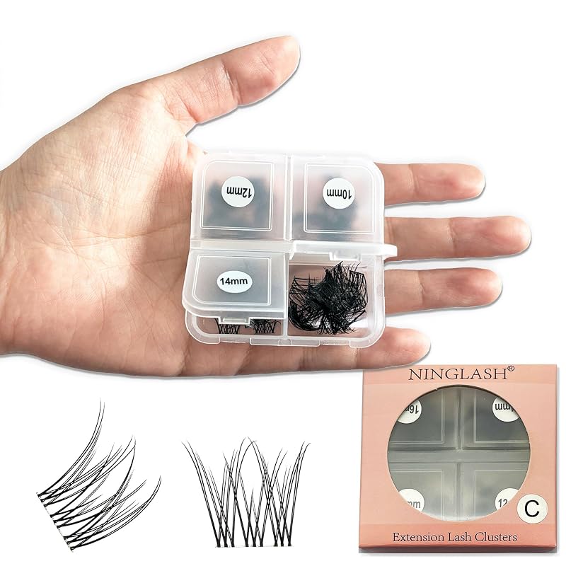 Cílios Postiços em Tufo NINGLASH ND12, Curvatura C, 10/11/12 mm, 96 Unidades