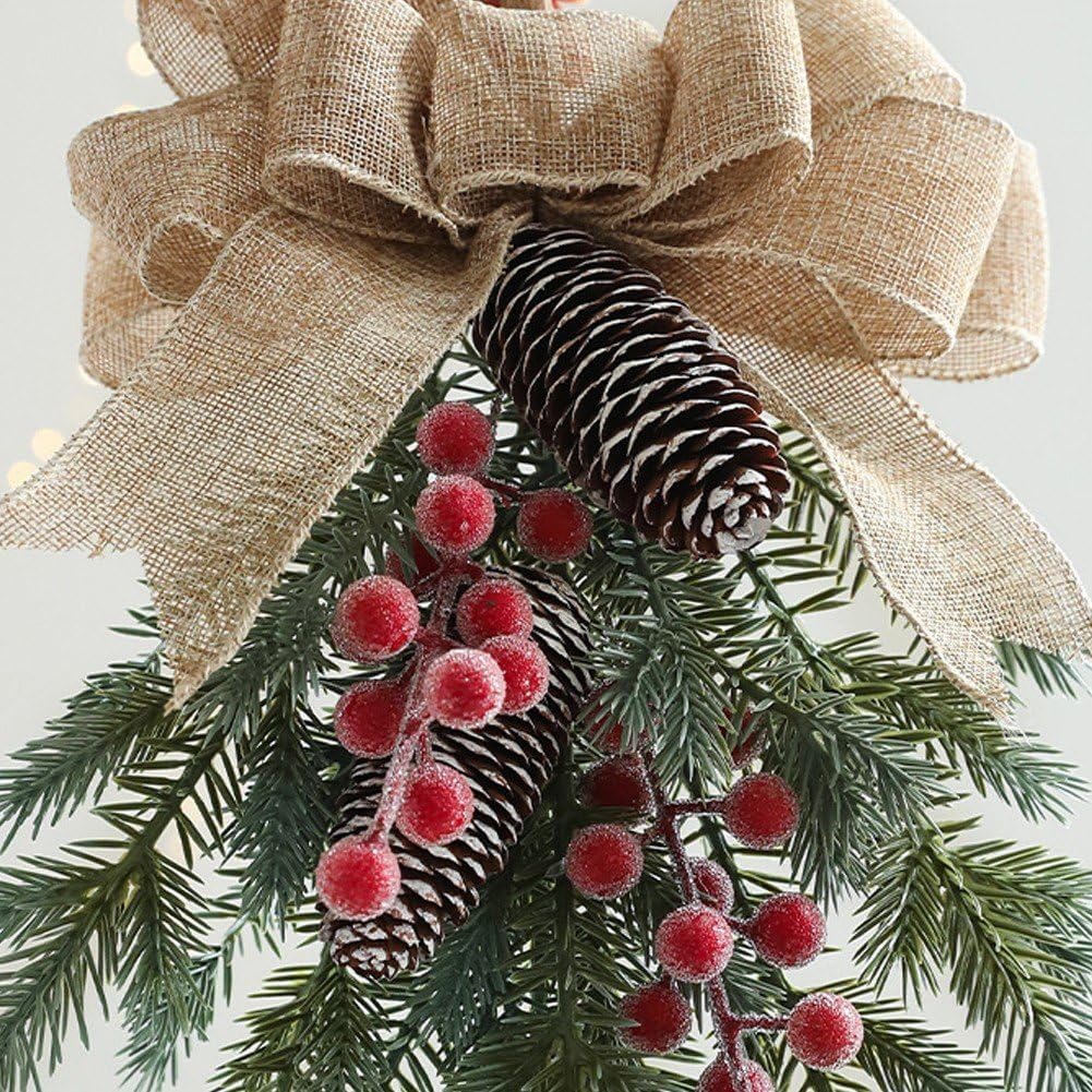 Christmas Upside Down Tree Swag Artificial Teardrop Door Wreath Hanging Foliage Holiday Decoration for Home & Wall