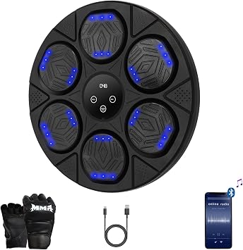 Music Boxing Machine, Bluetooth Boxing Traineing Machine with Boxing Gloves, Smart Wall Mounted Punching Bag for Kids Adult, Boxing Workout Equipment Target for Home, Gym, Office