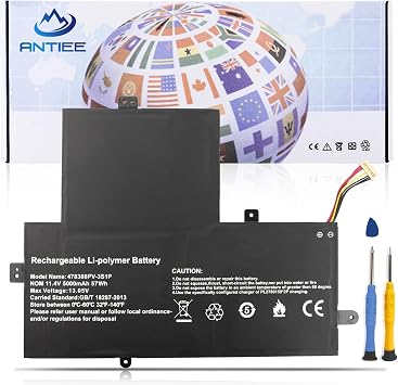 ANTIEE U478388PV-3S1P U478388PV 478388PV-3S1P Laptop Battery Replacement for Gateway GWTN156-12Bl GWTN156-12BK GWTN156-12BL GWTN156-12GR GWTN156-12RD Series 3ICP5/83/88 11.4V 57Wh 5000mAh