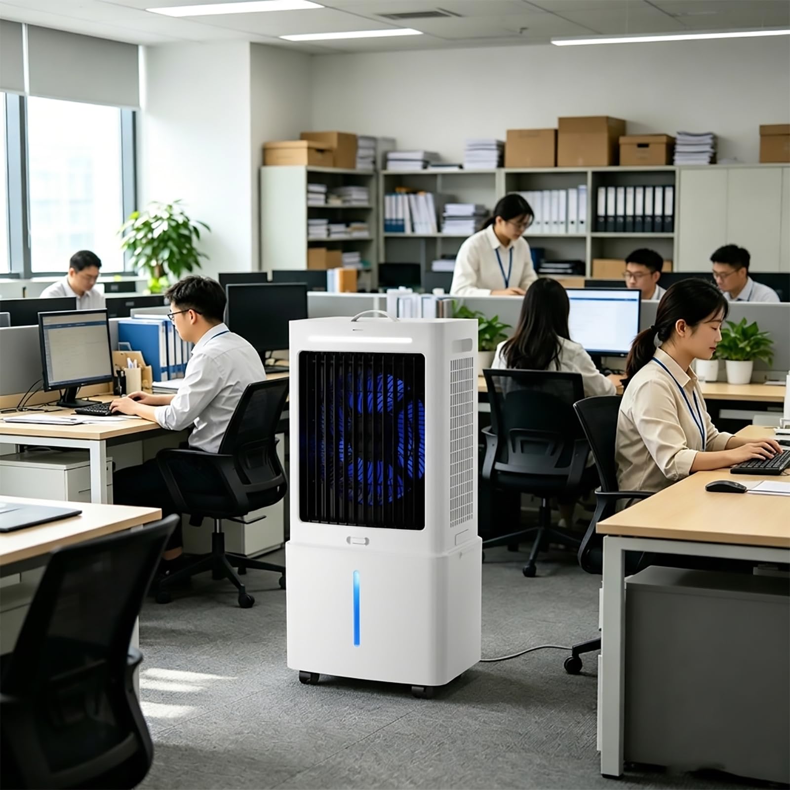 WJIANBIN 3-In-1 Swamp Cooler, Windowless Portable Air Conditioner with 3.2 Gal Water Tanks, Evaporative Air Cooler with Remote, 3 Speeds, 12H Timer, Ice Packs, for Indoor Home Office