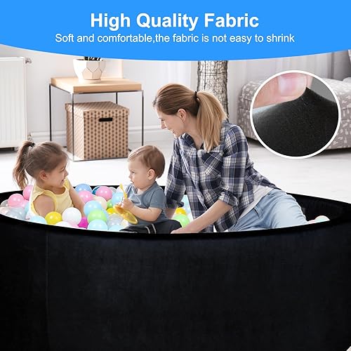Miniatura 10 de CALEPTONG - Piscina de bolas de espuma para niños pequeños, redonda extragrande de 47.2 x 13.8 pulgadas, piscina de bolas de terciopelo suave,