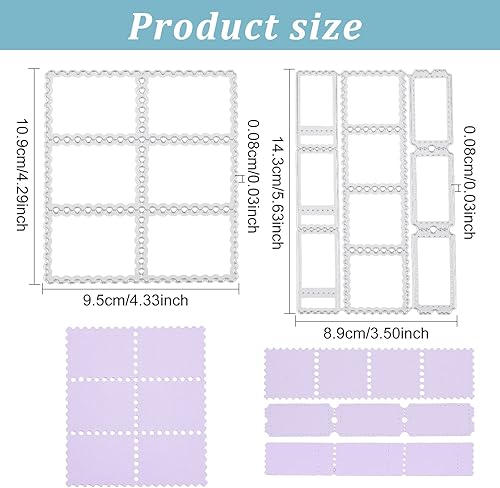 Miniatura 2 de GLOBLELAND Patrón de marco de sello Troqueles de corte Sello de franqueo Plantilla de estampado de borde ondulado Plantilla de plantilla en relieve
