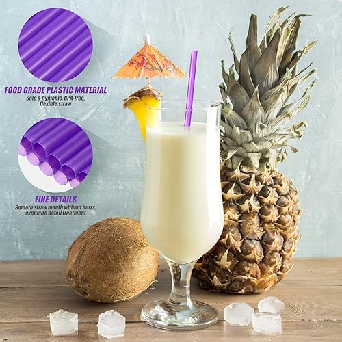Miniatura 2 de 200 pajitas de plástico moradas, pajitas desechables moradas de 10.2 pulgadas, pajitas moradas de plástico para bodas, regalos de fiesta de