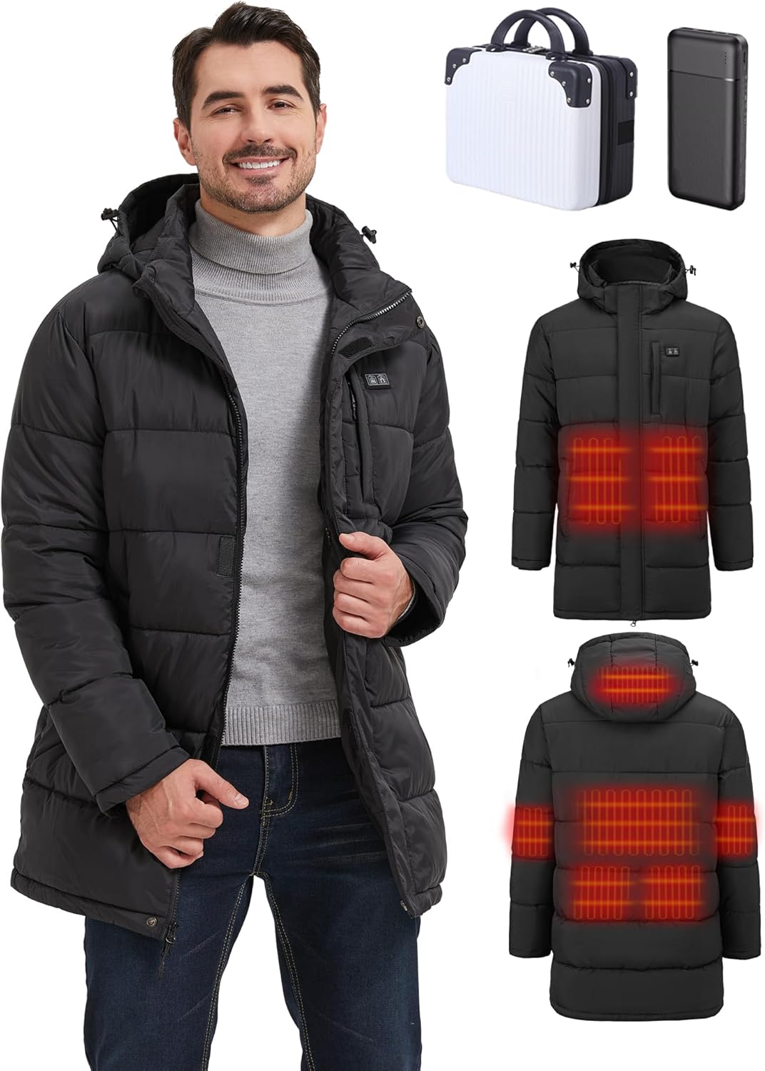 Men's Winter Jacket Heated Jacket for Men with Battery Pack Mens Winter Coat Electric heated jackets