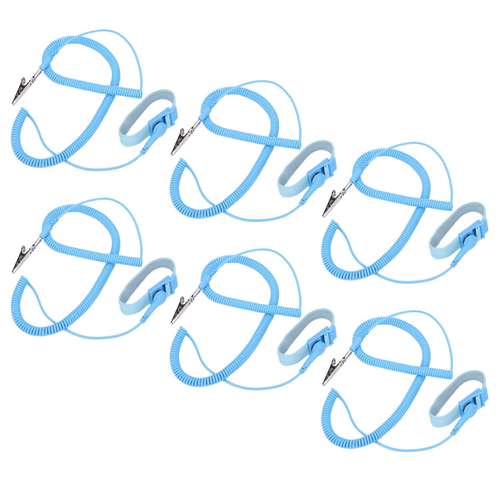 Cinturino da Polso Antistatico Comodo Strumento di Riparazione Clip per Braccialetto ESD per Elettricisti 5 M X 2,4 Mm Durevole PU Confezione da 10