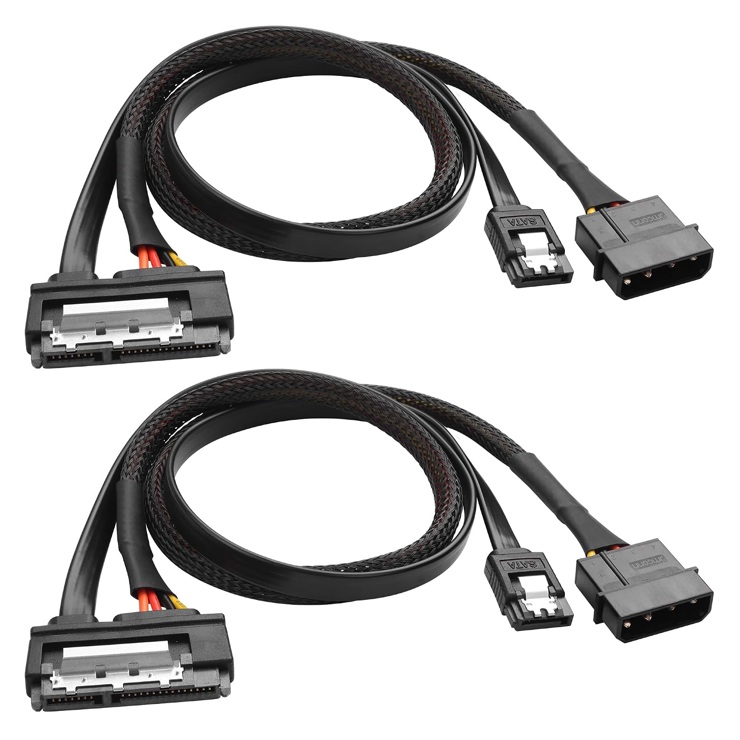 YACSEJAO 0.5M 22 Pin SATA 3.0 Power Data Extension Cable, 2 Pcs