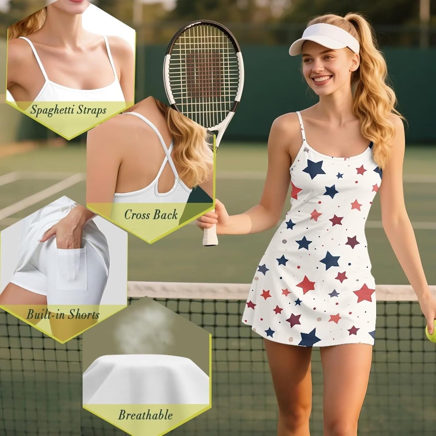 Classic Tennis Dress for Womens Breathable Casual Summer Workout Golf Athletic Skirts Size XS-2XL