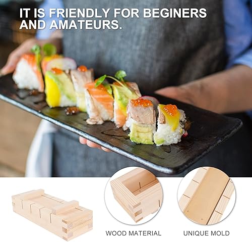 Miniatura 4 de Cabilock 1 juego de molde de prensa de sushi molde rectangular de madera molde de arroz molde de pastel de arroz