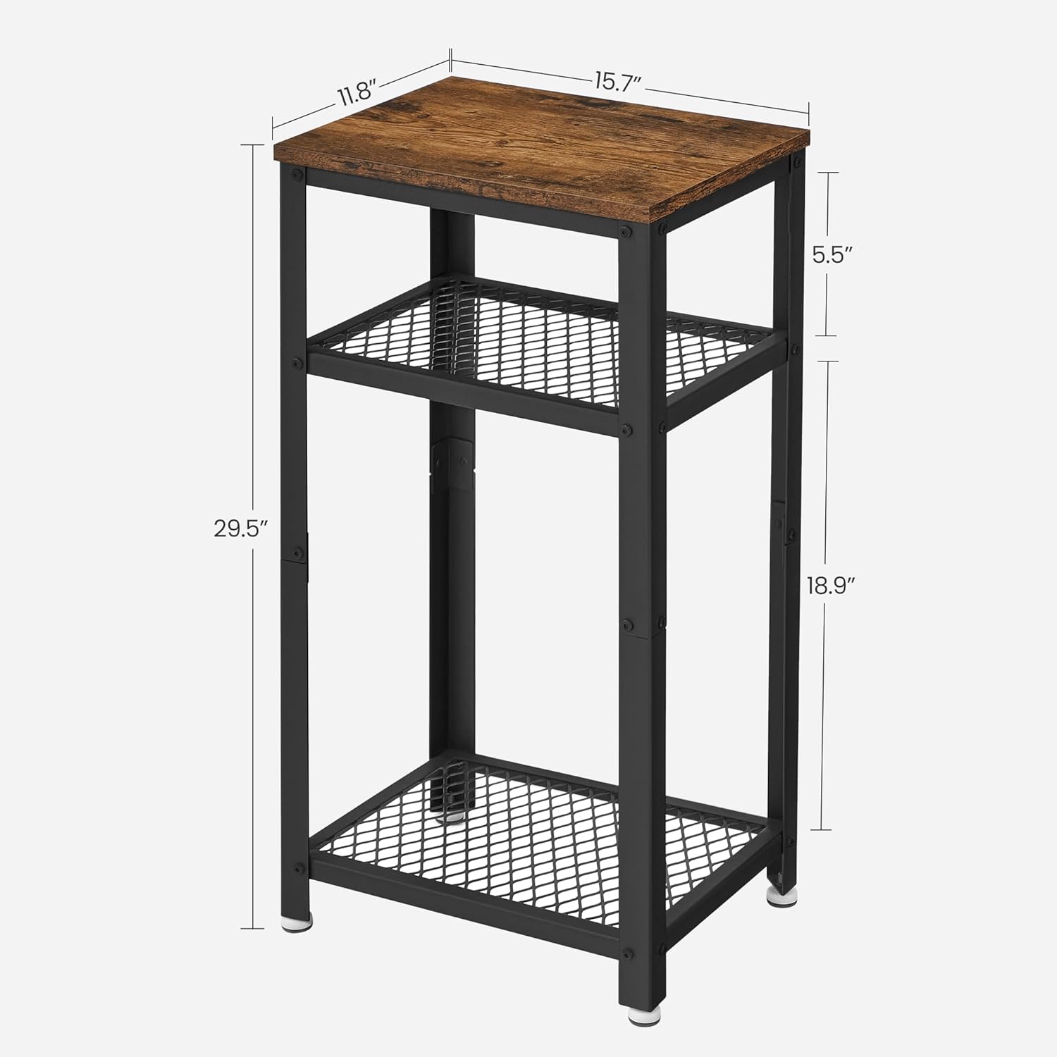 VASAGLE Vintage End Table, Side Coffee Table with 2 Mesh Shelves, Accent Table with Adjustable Feet, Stable Metal Frame and Easy Assembly ULET75BX : Home & Kitchen